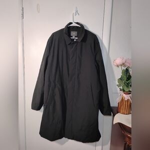 H&M Men's Black Long Windproof Trench Coat